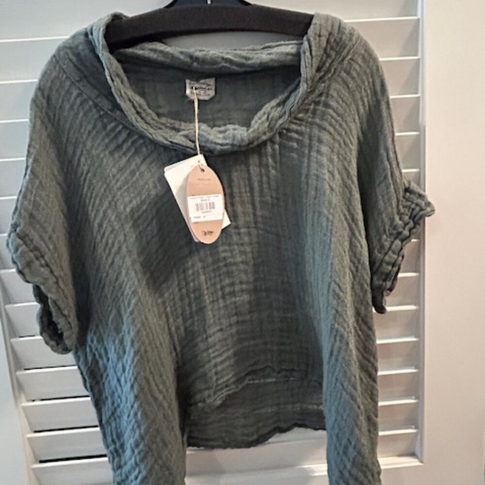 NWT LA BOTTEGA DI BRUNELLA Camicia Gondola G. Origano- Eucalipto